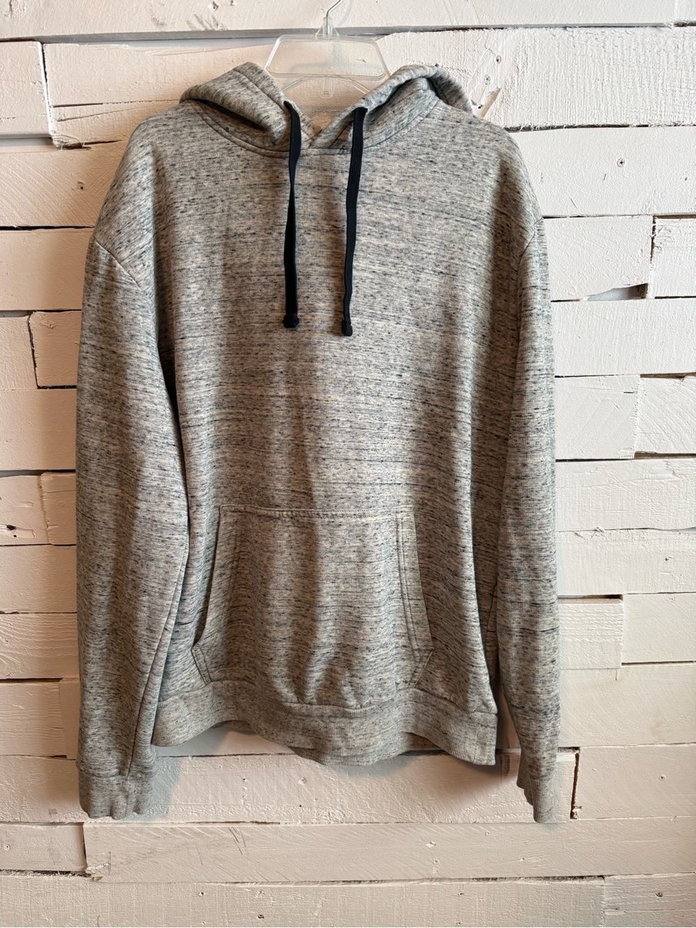 H&M Light Gray Heather Hoodie with Black Drawstrings